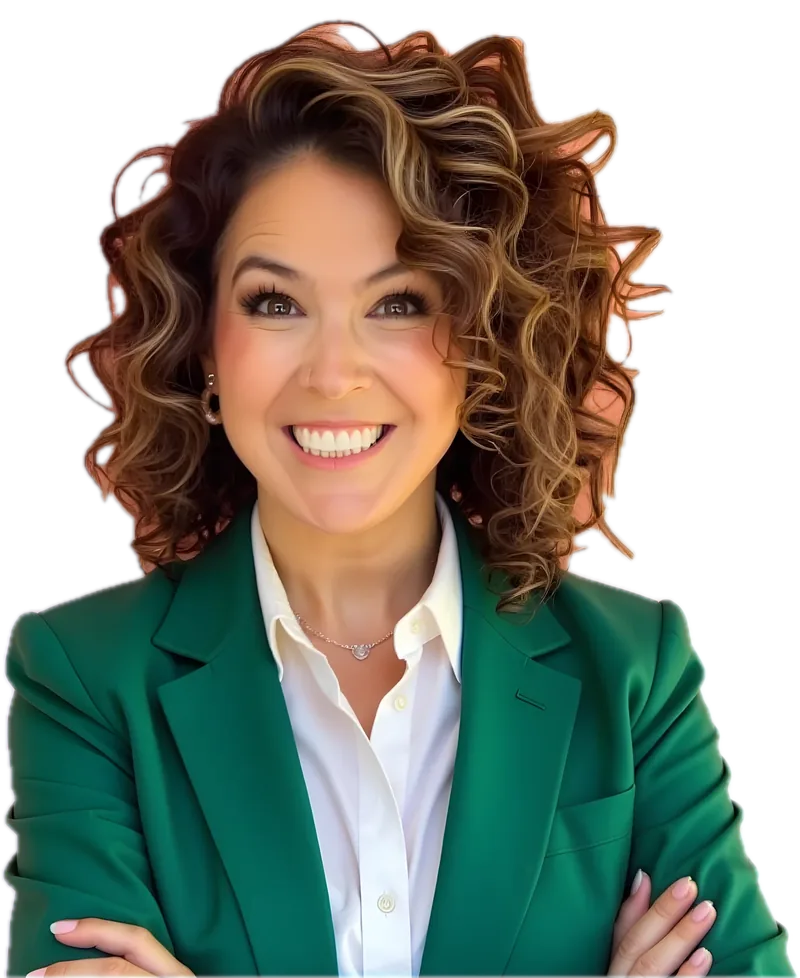Jessica Doyle-Mekkes in a green blazer, smiling.