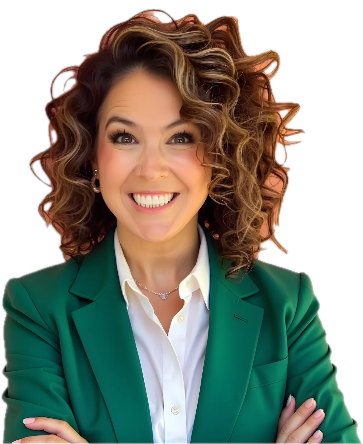 Jessica Doyle-Mekkes in a green blazer, smiling.