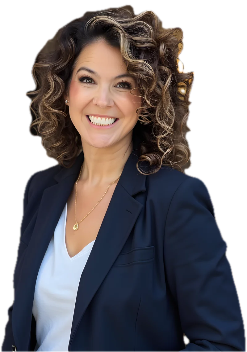 Jessica Doyle-Mekkes in a navy blazer, smiling.