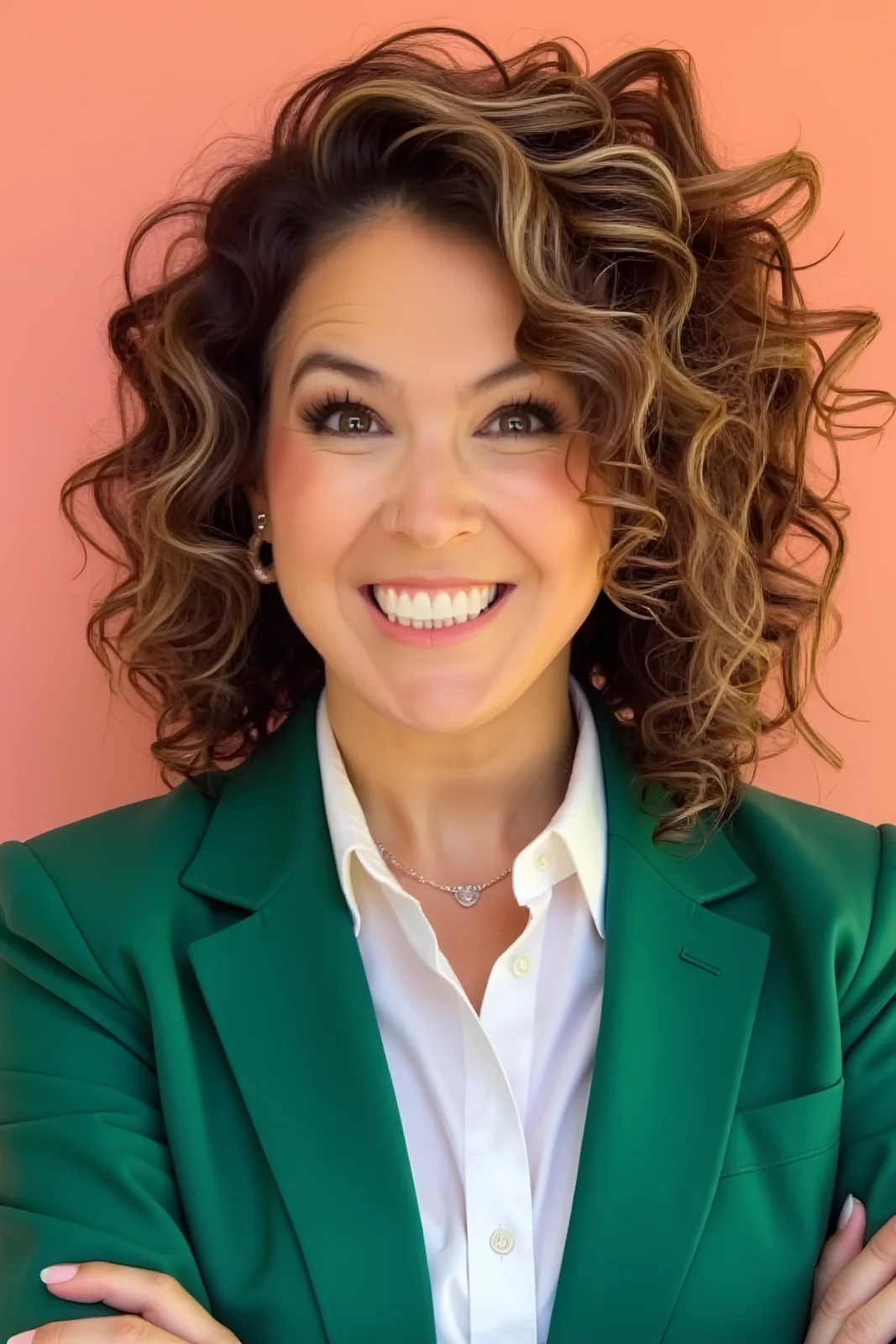 Jessica Doyle-Mekkes in a green blazer, smiling.